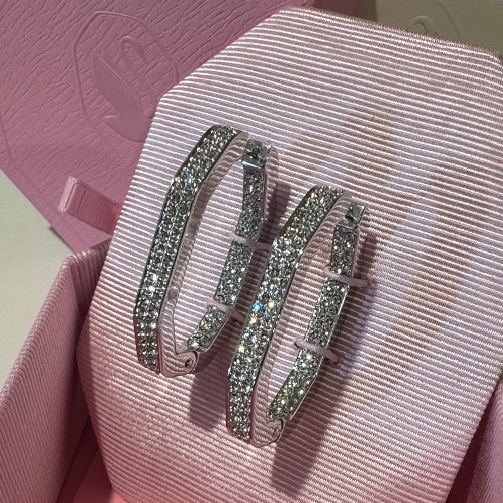Swarovski Silver Crystal Hoop Earrings - Picture 2 of 2